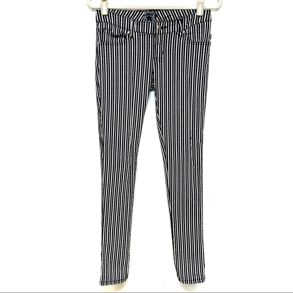 TRIPP NYC BLACK WHITE STRIPED COATED SKINNY PANTS